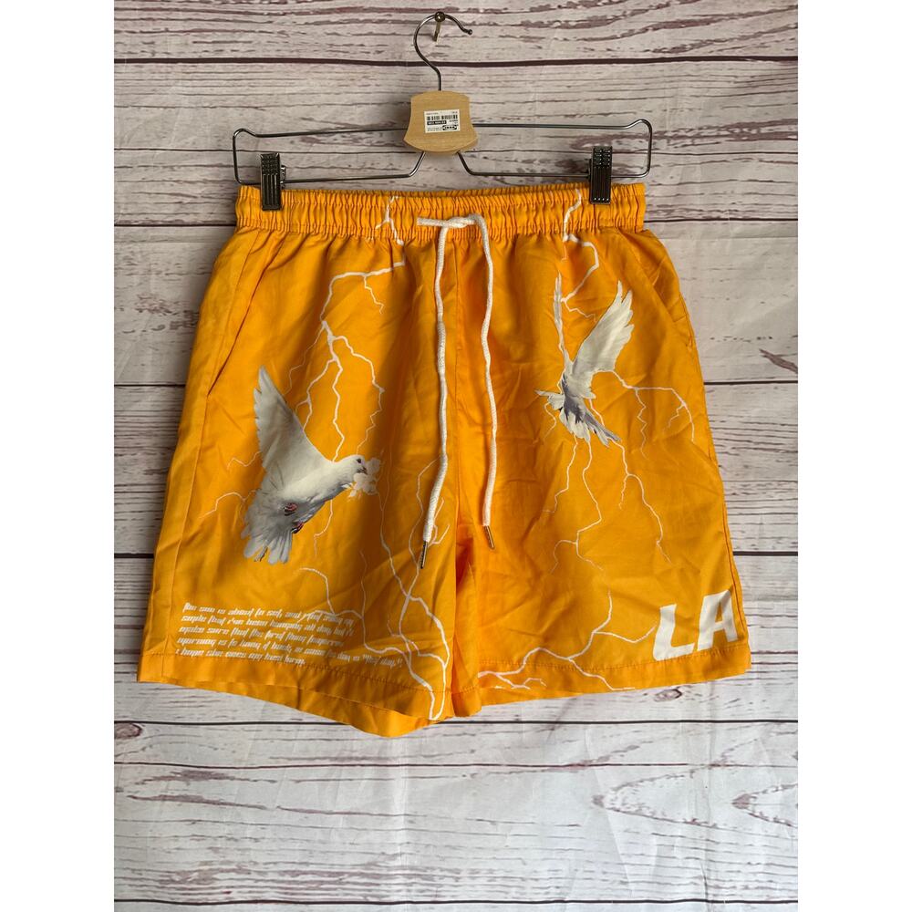 Romwe Yellow Bird Shorts Sz S